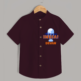 "India INDIA" Personalized Kids Shirt - MAROON - 0 - 6 Months Old (Chest 21")