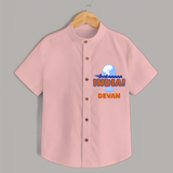 "India INDIA" Personalized Kids Shirt - PEACH - 0 - 6 Months Old (Chest 21")