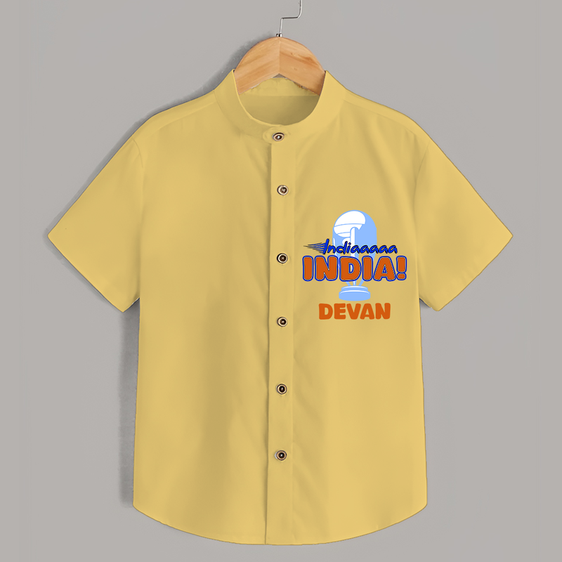 "India INDIA" Personalized Kids Shirt - YELLOW - 0 - 6 Months Old (Chest 21")
