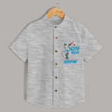 "Bleed Blue" Personalized Kids Shirt - GREY MELANGE - 0 - 6 Months Old (Chest 21")