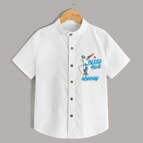 "Bleed Blue" Personalized Kids Shirt - WHITE - 0 - 6 Months Old (Chest 21")