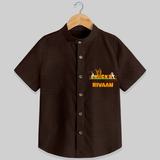 "Little Cricket Player" Personalized Kids Shirt - CHOCOLATE BROWN - 0 - 6 Months Old (Chest 21")