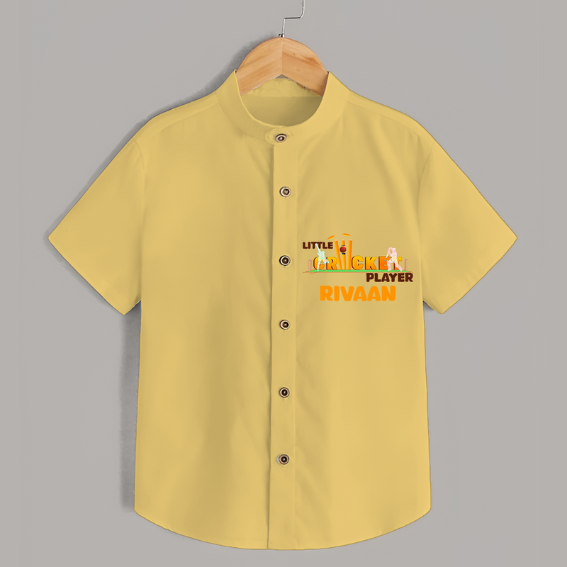 "Little Cricket Player" Personalized Kids Shirt - YELLOW - 0 - 6 Months Old (Chest 21")