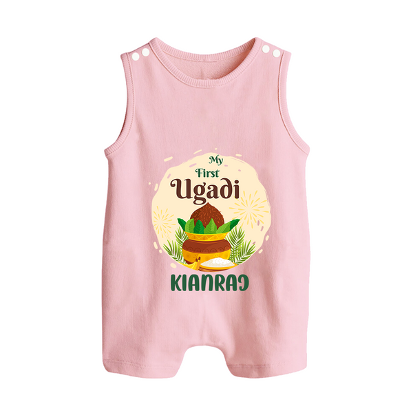 “My First Ugadi – Personalized Baby Romper Suit” - BABY PINK - 0 - 5 Months Old (Chest 18")