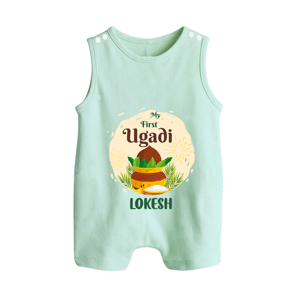 My First Ugadi Celebration With Our Customized Romper Suit For Babies With Name - MINT GREEN - 0 - 5 Months Old (Chest 18")