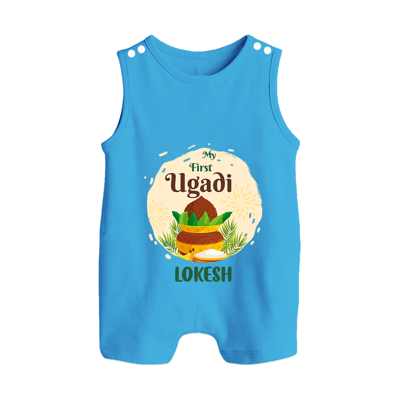 My First Ugadi Celebration With Our Customized Romper Suit For Babies With Name - ROYAL BLUE - 0 - 5 Months Old (Chest 18")