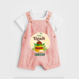 My First Ugadi Celebration With Our Customized Dungaree Set For kids With Name - PEACH - 0 - 5 Months Old (Chest 18")