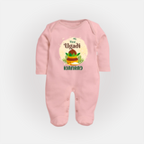 “My First Ugadi – Personalized Baby Fullbody Suit” - BABY PINK - New Born (Chest 7.5")