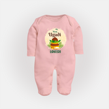 My First Ugadi Celebration With Our Customized Sleep Suit For Babies With Name - BABY PINK - New Born (Chest 7.5")