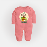 “My First Ugadi – Personalized Baby Fullbody Suit” - PEACH - New Born (Chest 7.5")