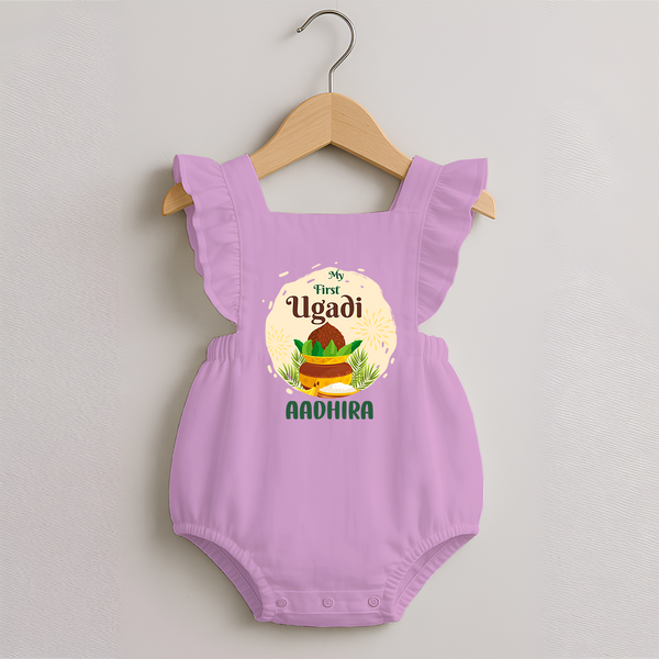 “My First Ugadi – Personalized   RomperFrock” - BABY PINK - 0 - 3 Months Old (Chest 19")
