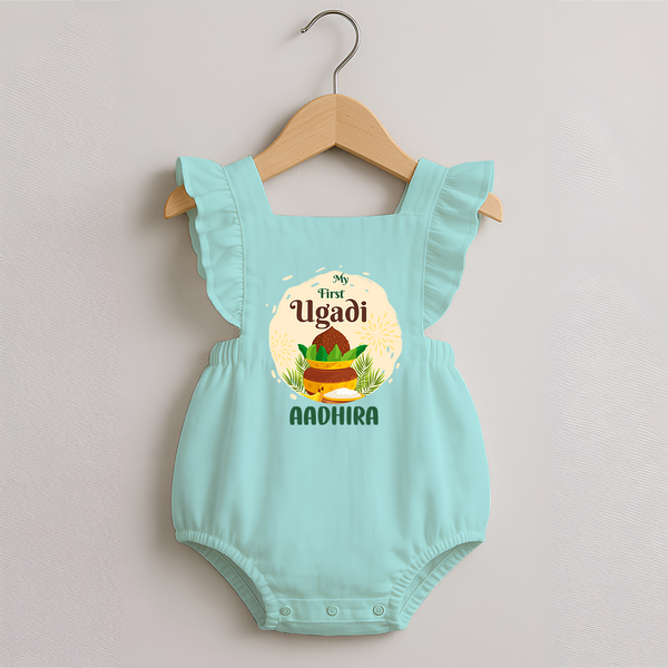 “My First Ugadi – Personalized   RomperFrock” - MINT GREEN - 0 - 3 Months Old (Chest 19")