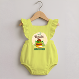 “My First Ugadi – Personalized   RomperFrock” - PASTEL YELLOW - 0 - 3 Months Old (Chest 19")