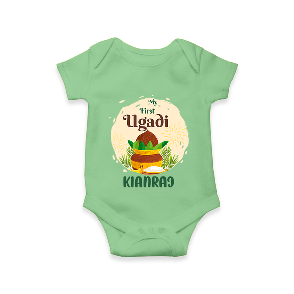 “My First Ugadi – Personalized Baby Romper” - GREEN - New Born (Chest 14")