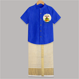 My First Ugadi Celebration With Our Customized Shirt And Dhoti For kids With Name - ROYAL BLUE - 0 - 6 Months Old (Chest-23") (Dhoti length-14")