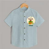 My First Ugadi Celebration With Our Customized Shirt For kids With Name - ARCTIC BLUE - 0 - 6 Months Old (Chest 23")