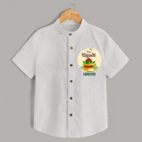 My First Ugadi Celebration With Our Customized Shirt For kids With Name - WHITE - 0 - 6 Months Old (Chest 23")