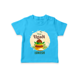 My First Ugadi Celebration With Our Customized T-Shirt For kids With Name - SKY BLUE - 0-5 Months Old (Chest 17")