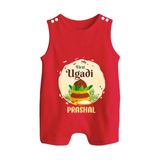 My First Ugadi Celebration With Our Customized Romper Suit For Babies With Name - RED - 0 - 5 Months Old (Chest 18")