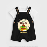 My First Ugadi Celebration With Our Customized Dungaree Set For kids With Name - BLACK - 0 - 5 Months Old (Chest 18")