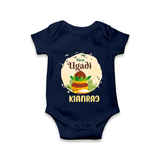 “My First Ugadi – Personalized Baby Romper” - NAVY BLUE - New Born (Chest 14")