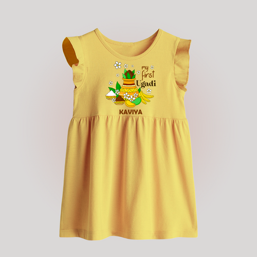 My First Ugadi Festival With Our Customized Baby Frock For Babies With Name