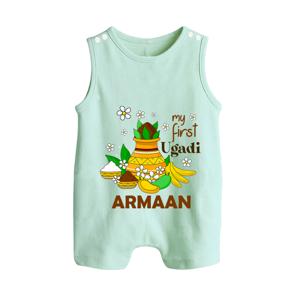 “My First Ugadi Personalized Baby Romper Suit | Custom Name” - MINT GREEN - 0 - 5 Months Old (Chest 18")