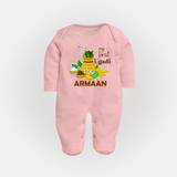 “My First Ugadi Personalized Baby Fullbody Suit | Custom Name” - BABY PINK - New Born (Chest 7.5")