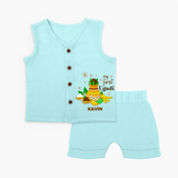 My First Ugadi Festival With Our Customized Jabla Set For Babies With Name - BABY BLUE - 0 - 3 Months Old (Chest 9.8")