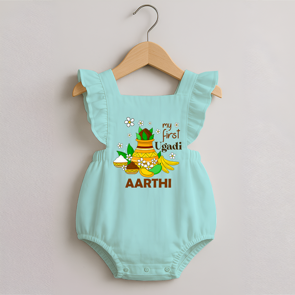 “My First Ugadi Personalized   RomperFrock | Custom Name” - MINT GREEN - 0 - 3 Months Old (Chest 19")