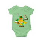 My First Ugadi Festival With Our Customized Romper For Babies With Name - GREEN - 0 - 3 Months Old (Chest 16")