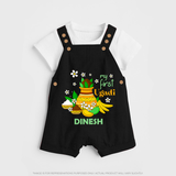 My First Ugadi Festival With Our Customized Dungaree Set For kids With Name - BLACK - 0 - 5 Months Old (Chest 18")