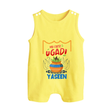 “My First Ugadi Celebration Romper Suit – Custom Baby Name” - PASTEL YELLOW - 0 - 5 Months Old (Chest 18")