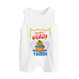 “My First Ugadi Celebration Romper Suit – Custom Baby Name” - WHITE - 0 - 5 Months Old (Chest 18")