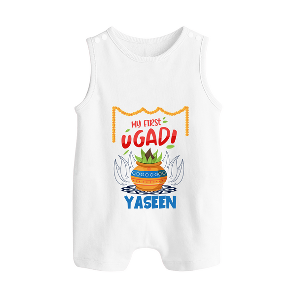 “My First Ugadi Celebration Romper Suit – Custom Baby Name” - WHITE - 0 - 5 Months Old (Chest 18")