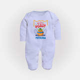 My First Ugadi With Joy & Blessings With Our Customized Sleep Suit For Babies With Name - BABY BLUE - New Born (Chest 7.5")