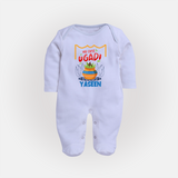 “My First Ugadi Celebration Fullbody Suit – Custom Baby Name” - BABY BLUE - New Born (Chest 7.5")
