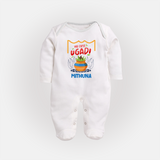 My First Ugadi With Joy & Blessings With Our Customized Sleep Suit For Babies With Name - WHITE - New Born (Chest 7.5")