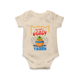 “My First Ugadi Celebration Romper – Custom Baby Name” - IVORY - New Born (Chest 14")