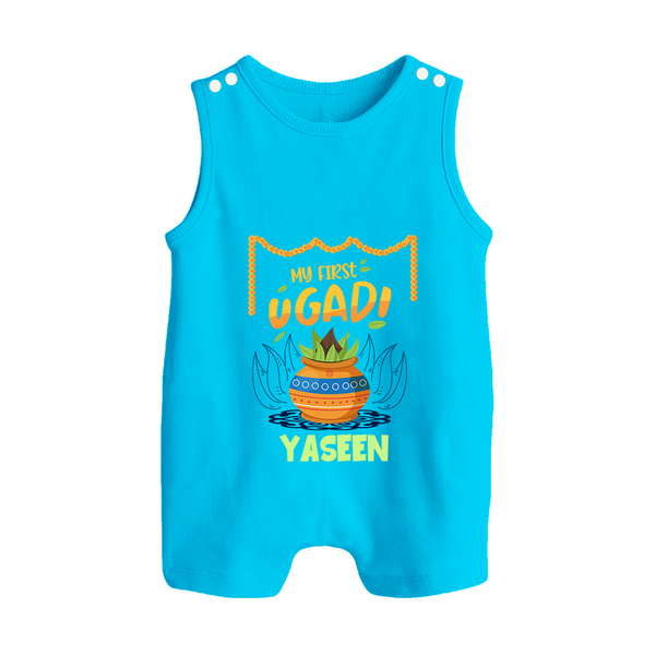 “My First Ugadi Celebration Romper Suit – Custom Baby Name” - SKY BLUE - 0 - 5 Months Old (Chest 18")