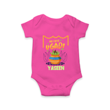 “My First Ugadi Celebration Romper – Custom Baby Name” - HOT PINK - New Born (Chest 14")