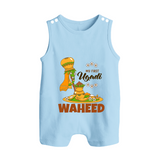 “My First Ugadi Baby Romper Suit (Custom Name)” - BABY BLUE - 0 - 5 Months Old (Chest 18")