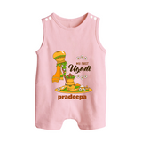 My First Ugadi Ð A New Beginning With Our Customized Romper Suit For Babies With Name - BABY PINK - 0 - 5 Months Old (Chest 18")