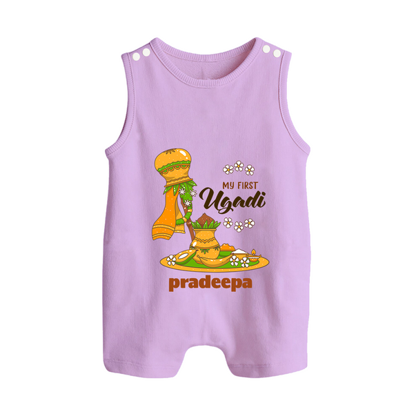 My First Ugadi Ð A New Beginning With Our Customized Romper Suit For Babies With Name - LILAC - 0 - 5 Months Old (Chest 18")