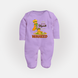 “My First Ugadi Baby Fullbody Suit (Custom Name)” - LILAC - New Born (Chest 7.5")
