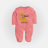 My First Ugadi Ð A New Beginning With Our Customized Sleep Suit For Babies With Name - PEACH - New Born (Chest 7.5")