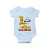“My First Ugadi Baby Romper (Custom Name)” - BABY BLUE - New Born (Chest 14")