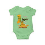 My First Ugadi Ð A New Beginning With Our Customized Romper For Babies With Name - GREEN - 0 - 3 Months Old (Chest 16")