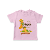 My First Ugadi Ð A New Beginning With Our Customized T-Shirt For kids With Name - PINK - 0-5 Months Old (Chest 17")