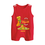 My First Ugadi Ð A New Beginning With Our Customized Romper Suit For Babies With Name - RED - 0 - 5 Months Old (Chest 18")